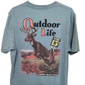 (M146) Outdoor Life Men's Gray Short Sleeve Buck Graphic T-shirts Size M-L